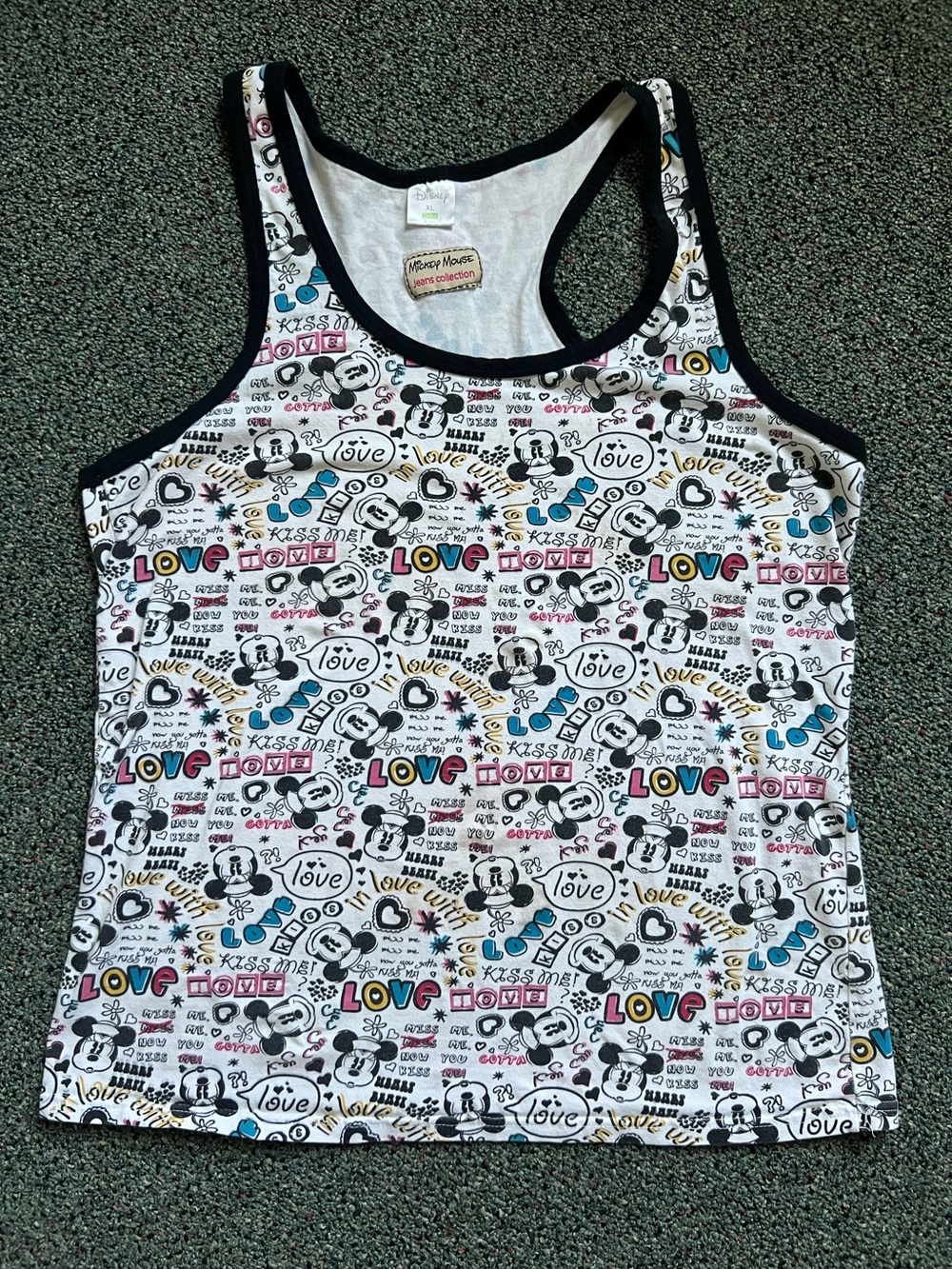 DISNEY 95% Cotton Vintage Mickey Mouse Nostalgic Casual Tank Top Graphic T-Shirt
